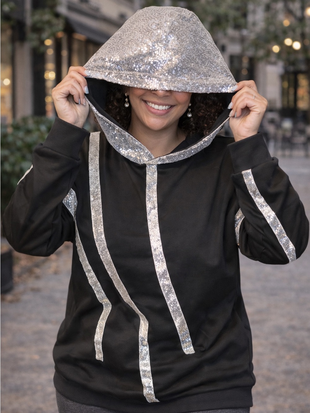 Sequin-Trimmed Black Jacket